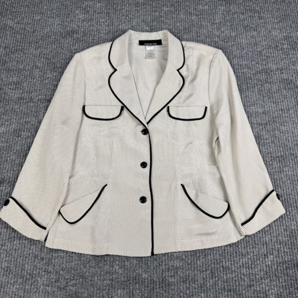 Vtg Y2K Jones New York Unstructured Blazer Womens 10/M Silk Micro Polka Dot Twee